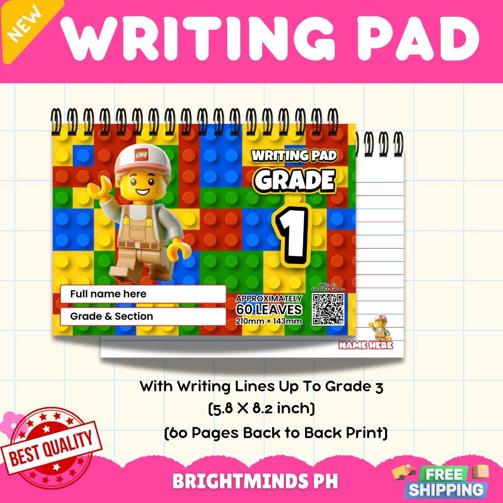 Personalized Writing Pad Paper (Kinder to Grade 1- 3) 60 leaves( NOT ...