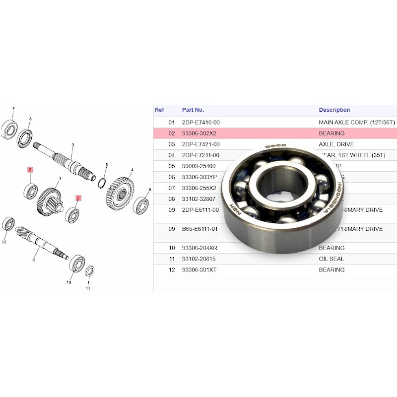 BEARING BALL 6302 93306-302X2 MAIN AXLE COMP NMAX | Shopee Philippines