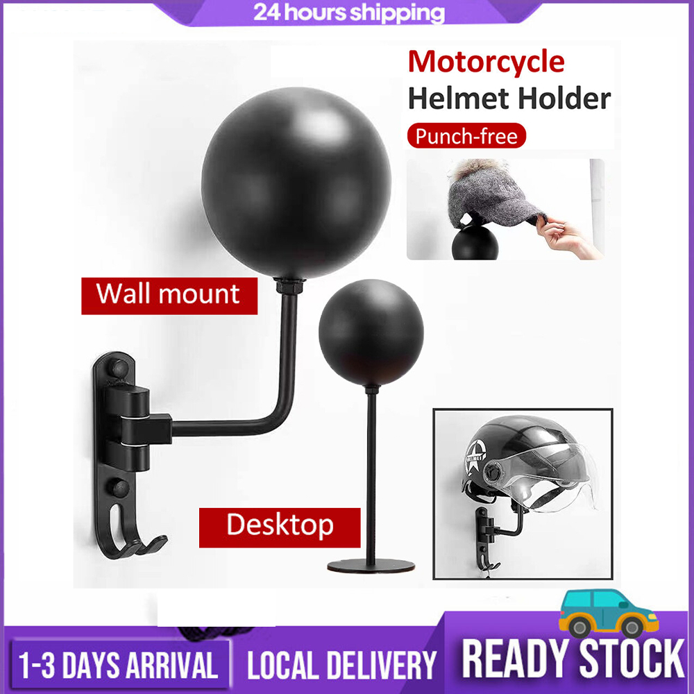 Motorcycle Helmet Rack Wall Mount 180°Rotation Metal Helmet Holder for ...