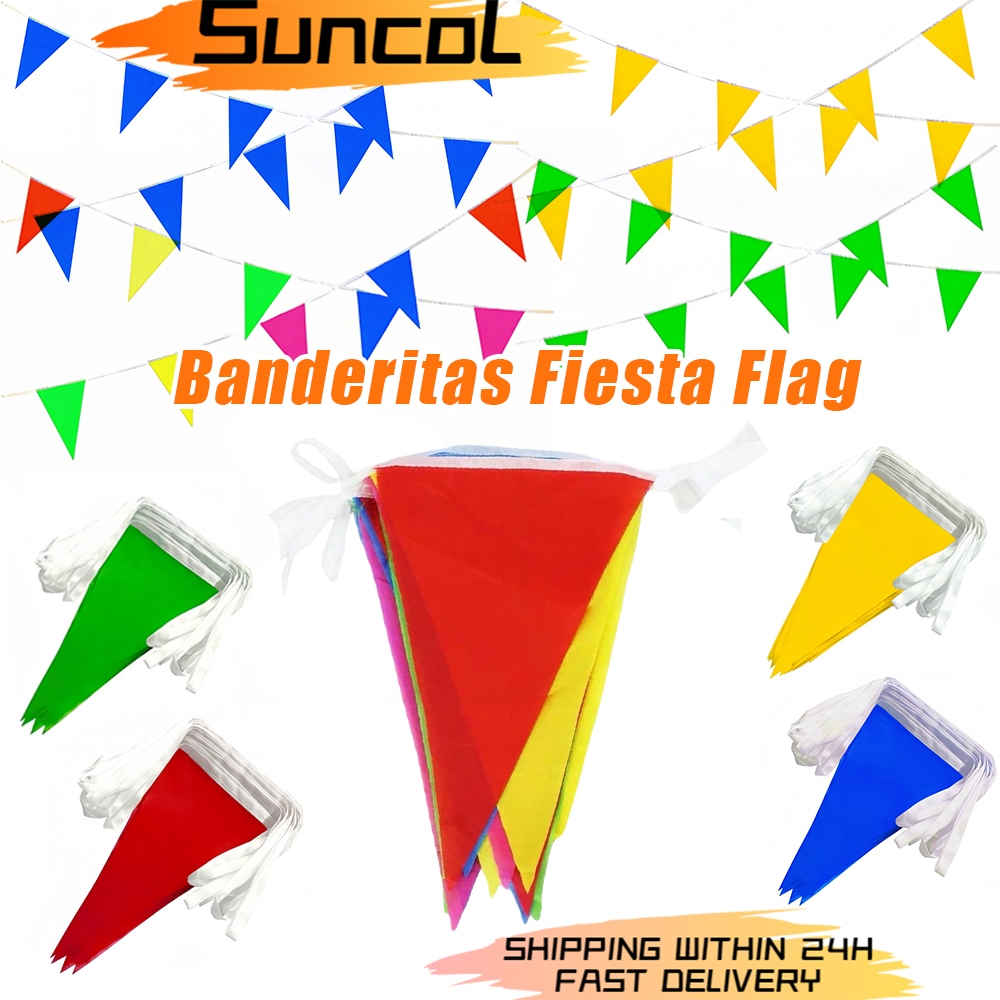 Banderitas Fiesta Flag 80/100Meter Multicolor Bunting Triangle Flags ...