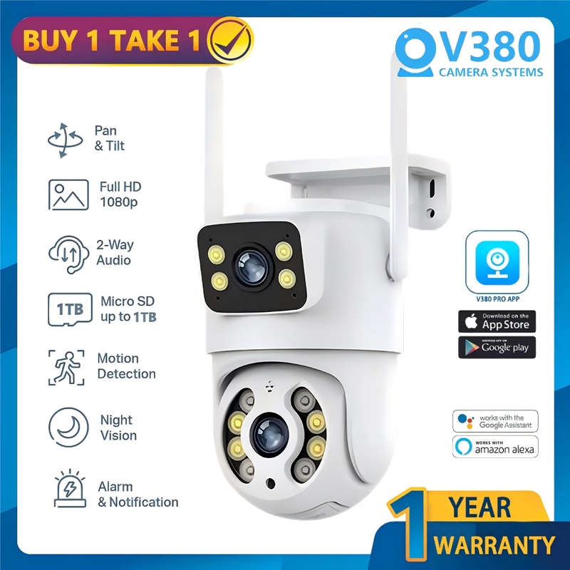 V380 Pro CCTV Camera Night Vision Dual lenses | Outdoor Motion ...