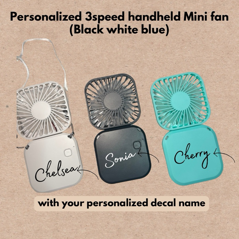 Personalized 3Speed Handheld Mini Fan with NAME decalsticker | Shopee ...