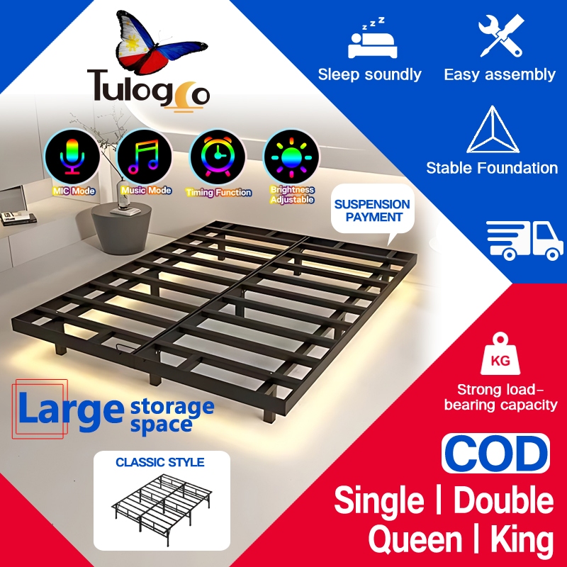【New】Floating Bed Frame With Smart RGB Lights Assemble Metal Bed Frame ...