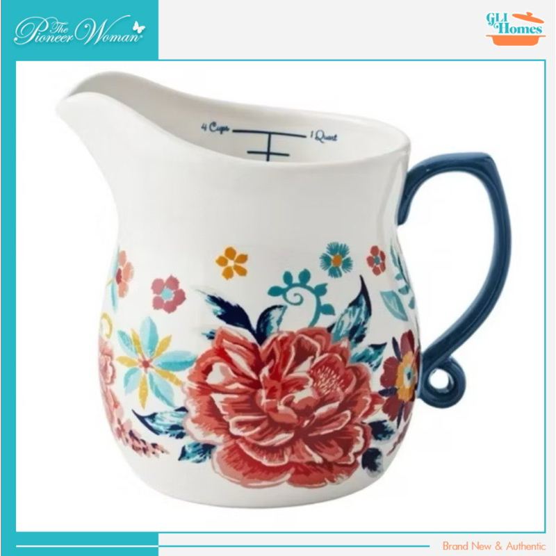 The Pioneer Woman Keepsake Floral Ceramic Measuring Pitcher 32oz ...