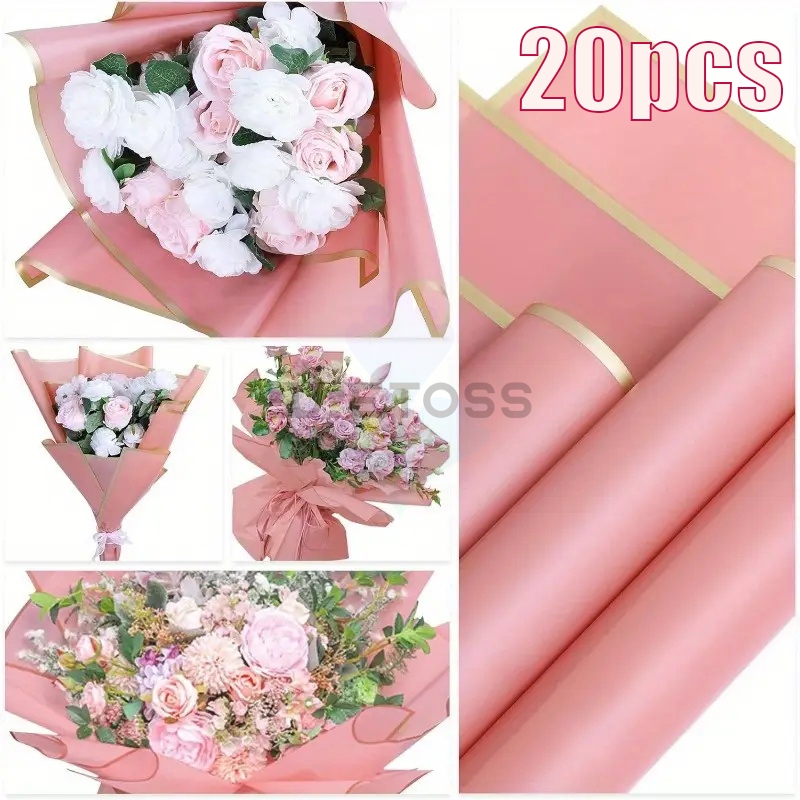 20pcs Gold Edge Paper Film Frosted Paper Bouquet Wrapping Paper Diy ...