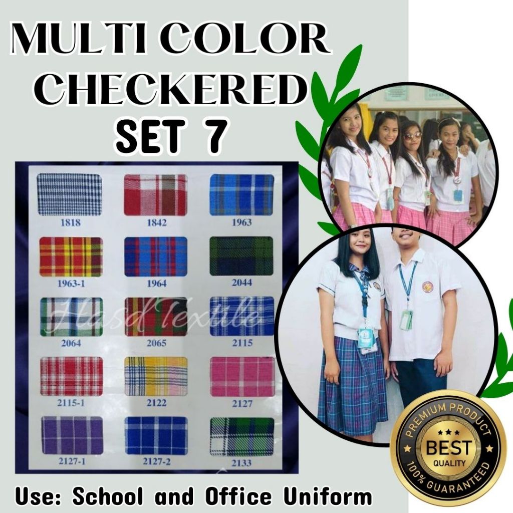 Checkered Multi-Color SET 7 Woven Textile Fabric (60'' Width) for ...