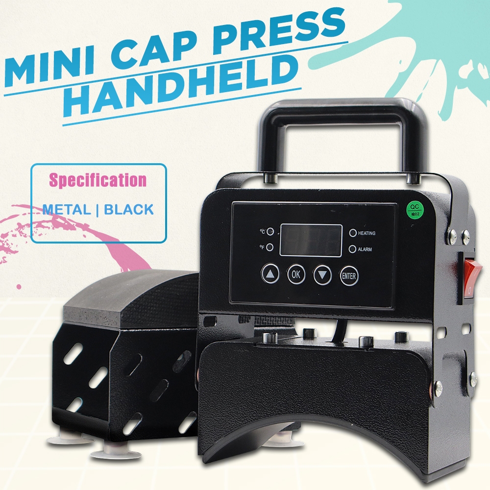 Mini Handheld Cap Press Machine Portable Heat Press Machine Black for ...