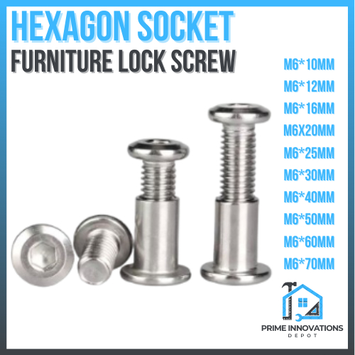 PID Hexagon Socket M6 Round Head Nickel plating Nut Bolt 105mm-70mm ...