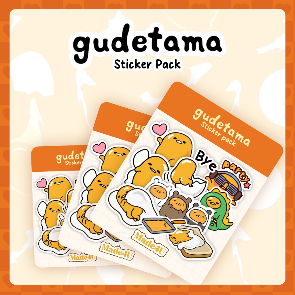 Sanrio Gutetama Cute Sticker Pack (9pcs per pack) Waterproof Vinyl ...