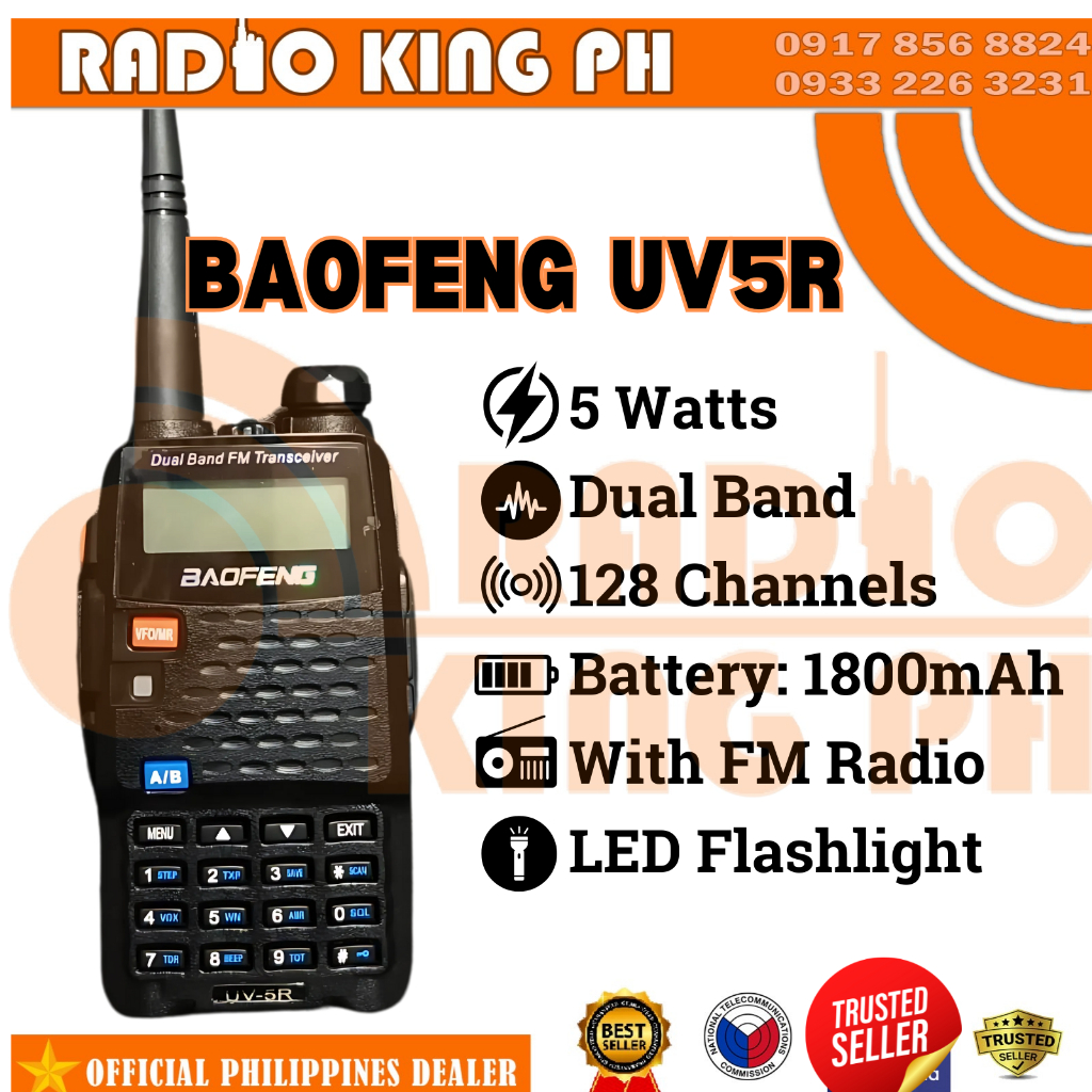 4TH GENERATION BAOFENG UV5R 5WATTS Walkie Talkie Radio Latest Version ...