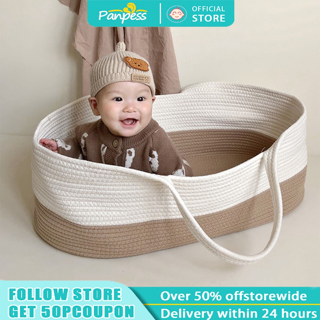 Panpess Baby Crib Cotton Rope Sleeping Moses Basket Bassinet Crib for ...