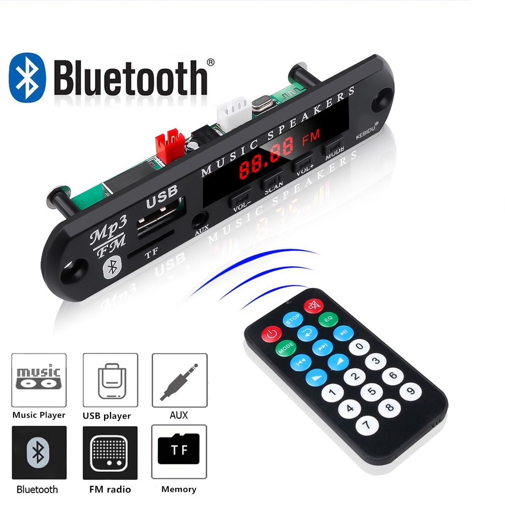 Bluetooth 5.0 MP3 Player Decoder Board Speaker 12V USB TF Radio ...