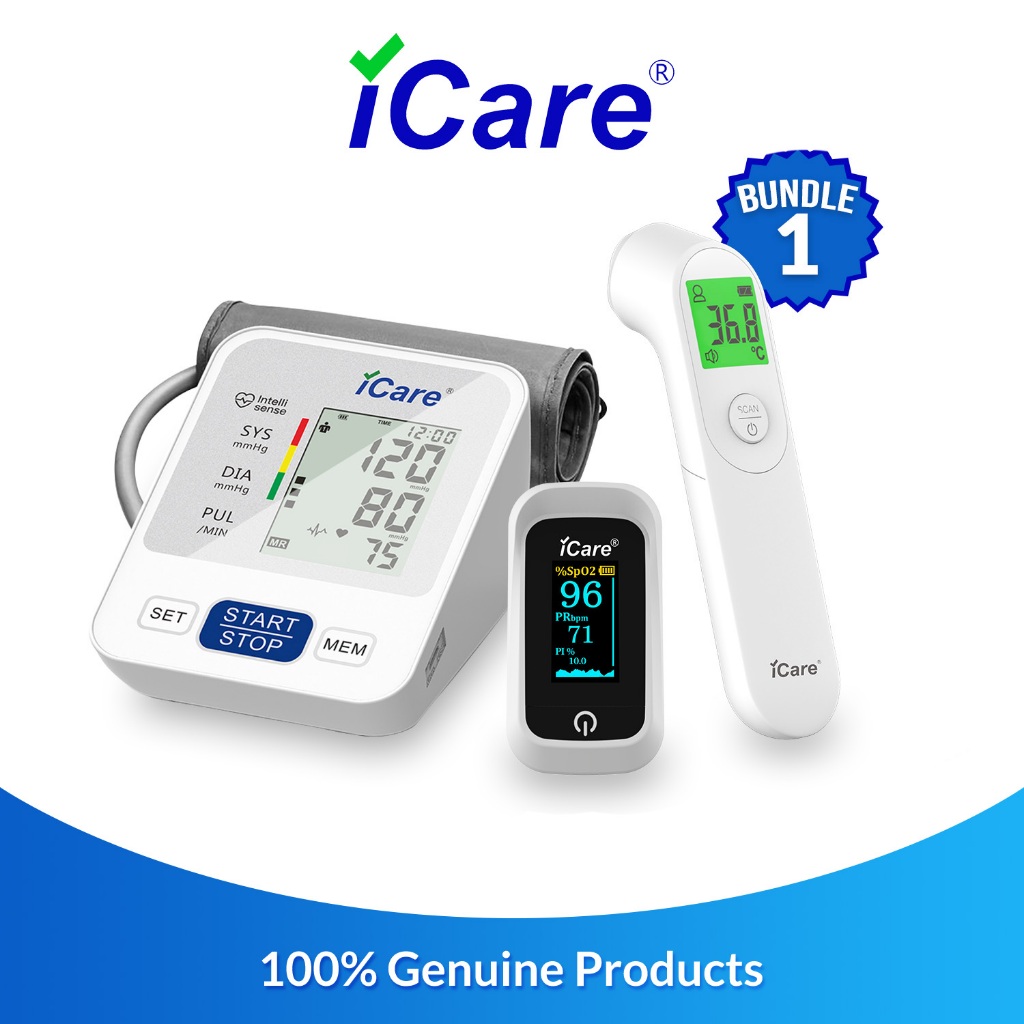 iCare Bundle 1 CK238 Digital BP Monitor + E66 Infrared Thermometer ...