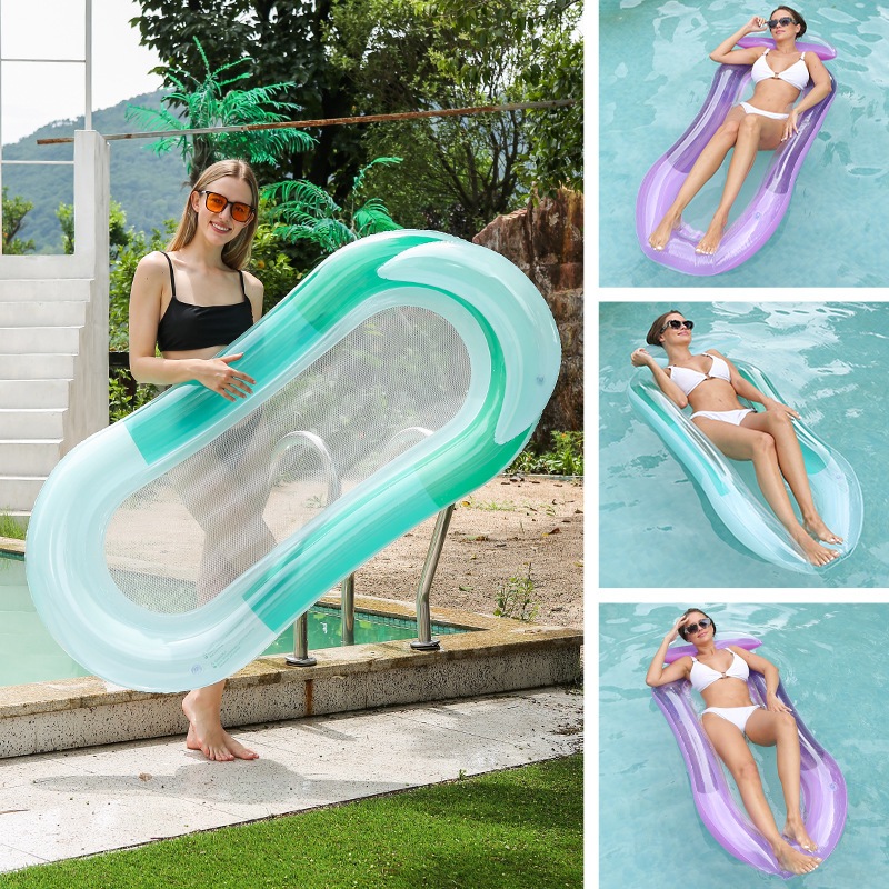 Inflatable water lounge chair with armrests clip on mesh floating raft ...
