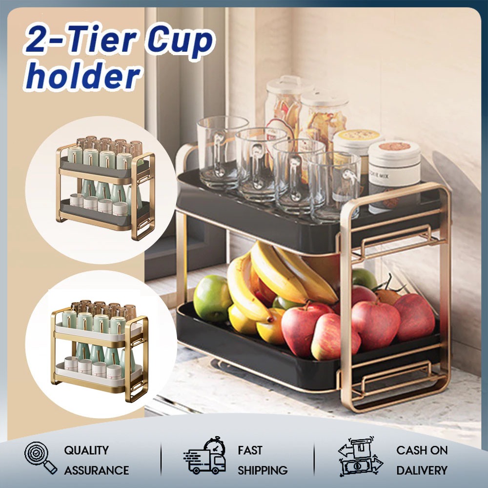 Cups Drying Rack With Drain Tray Kitchen Storage Organizer For Glass ...
