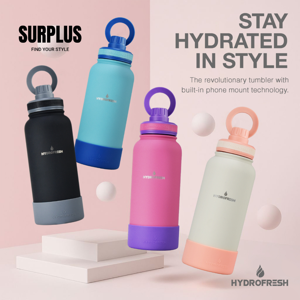 Surplus Hydrofresh Stainless Steel Flask With Magnetic Phone Holder And ...
