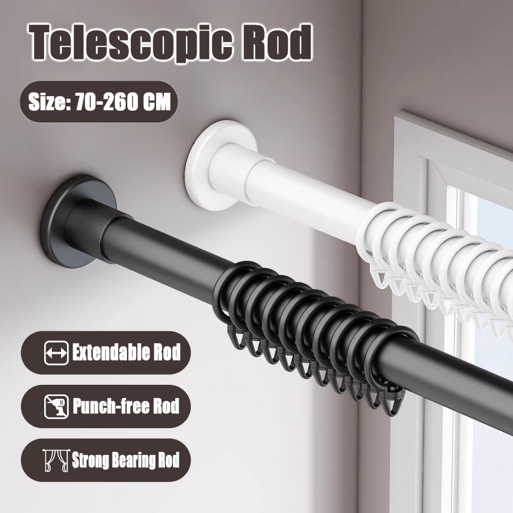 【Thickened Style】Punch-free Shower Rod Adjustable Strong Bearing ...