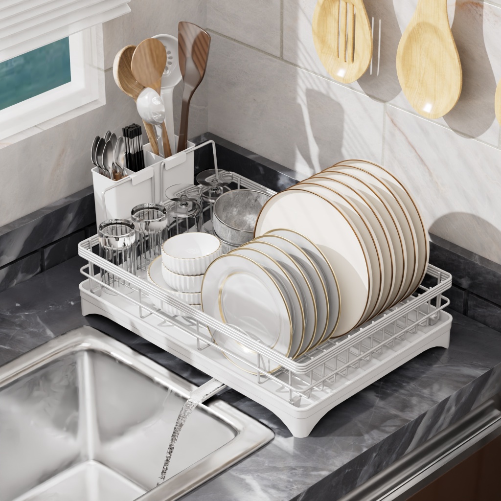Integrated dishes rack kitchen chopsticks cutlery storage shelf dishes ...