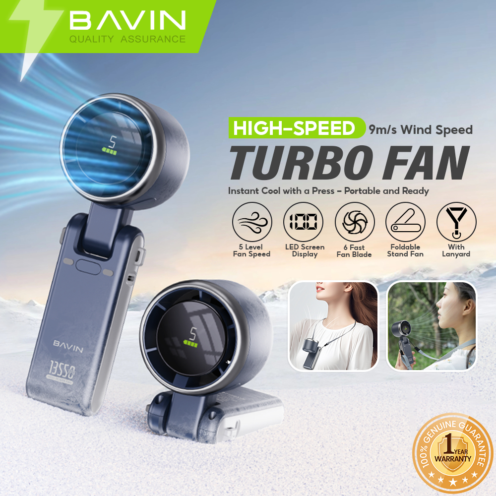 BAVIN BF002 Foldable Mini Fan LED Display & Portable 5 Speeds Level ...