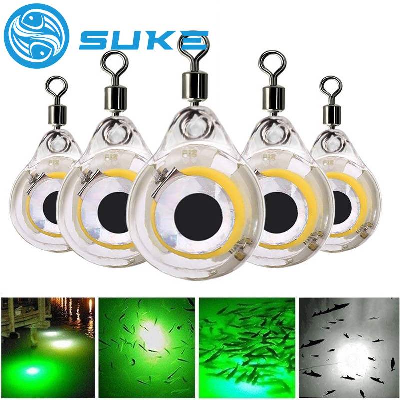 SUKE LED Fishing Lure Night Light Battery Powered Glow Underwater ...