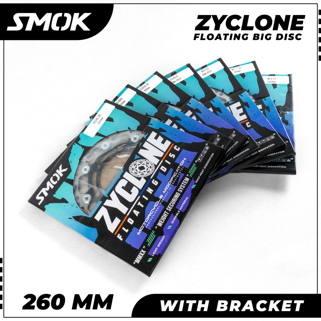 ZYCLONE CNC FLOAT DISC 260MM WITH BRACKET FOR CLICK MIO NMAX AEROX ...