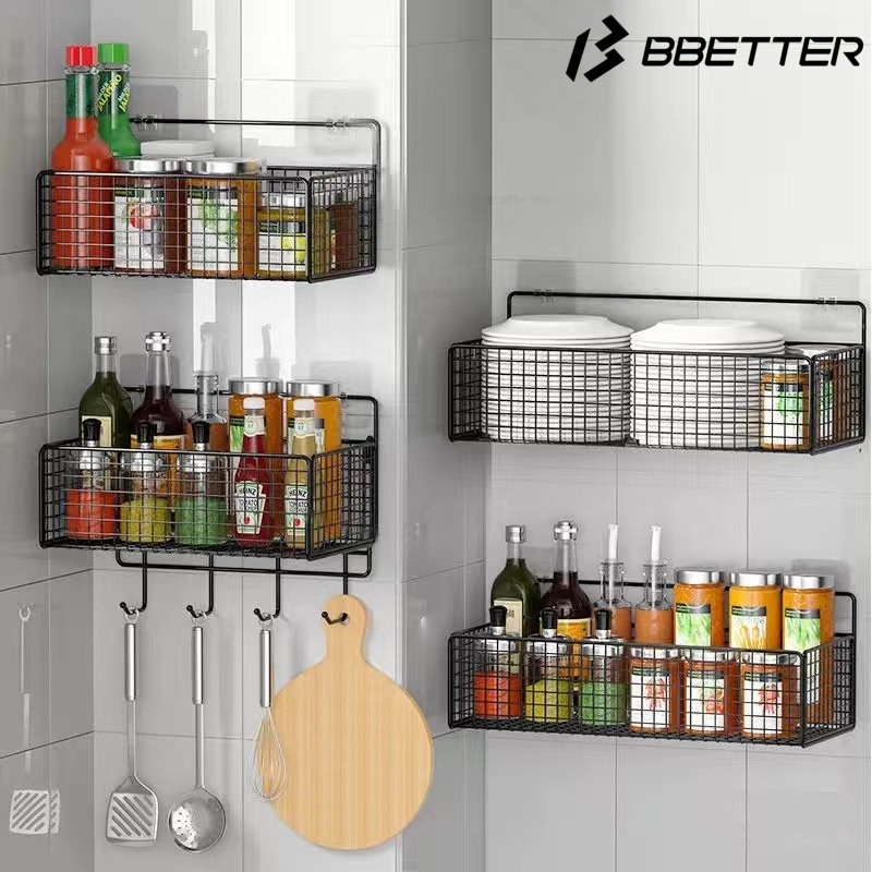 Wall Mounted Kitchen Hanging Rack Spice Storage Holder Kitchen ...