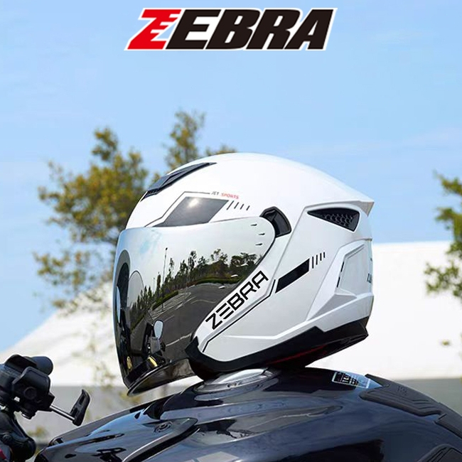 【𝑶𝑭𝑭𝑰𝑪𝑰𝑨𝑳】 Zebra Half Face Helmet Dual Visor for Motorcycle Men and ...