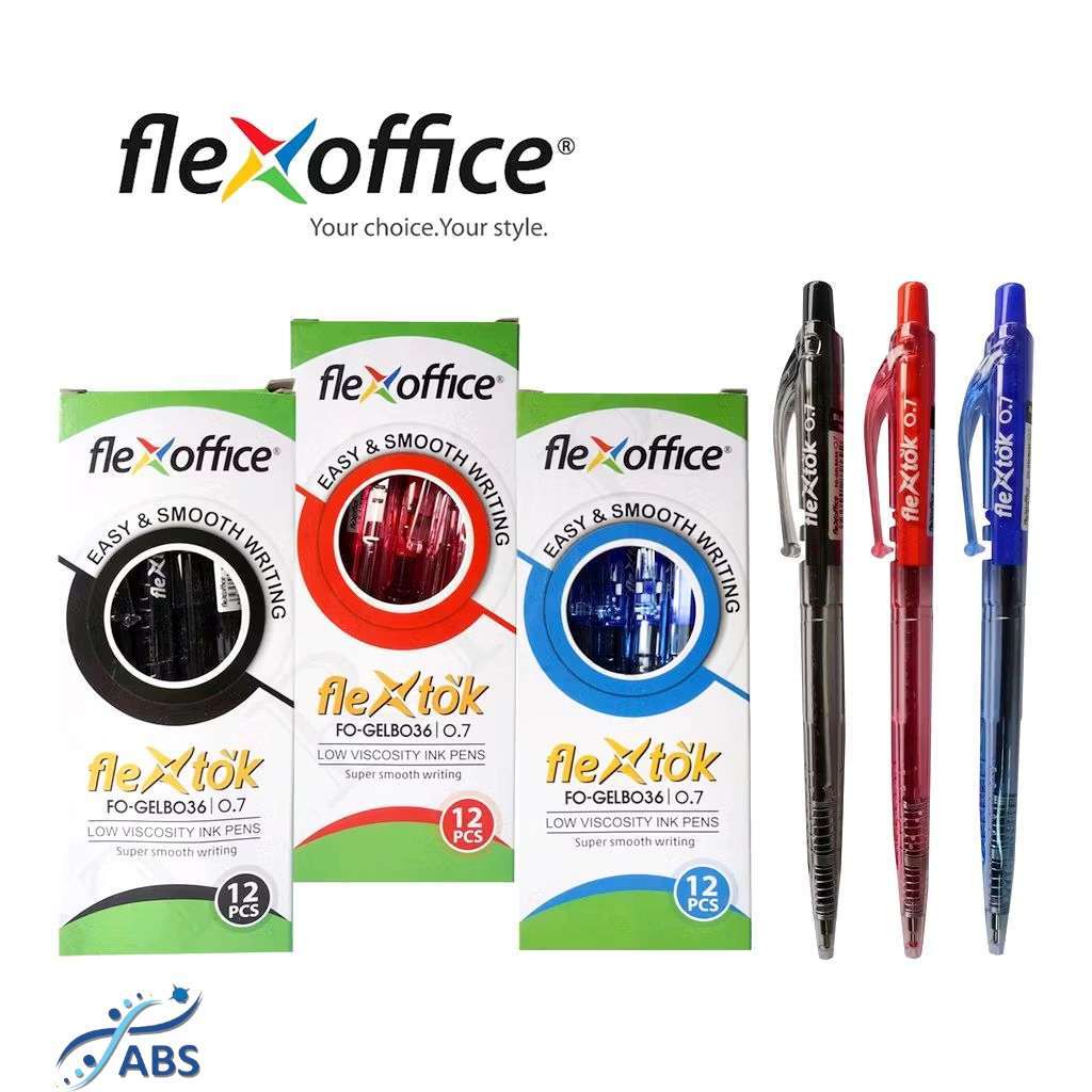 ABS lexTok Retractable Ballpen Flex Tok Office Ball Point Pen 12pcs ...