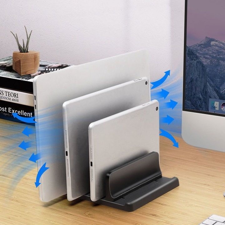 Vertical Laptop Stand Dual-Slot Adjustable Computer Rack Storage Stand ...