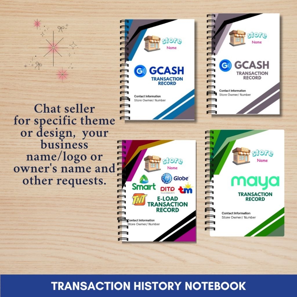 GCASH Maya E Load Transaction Record Notebook 80pages/40leaves A5 size ...