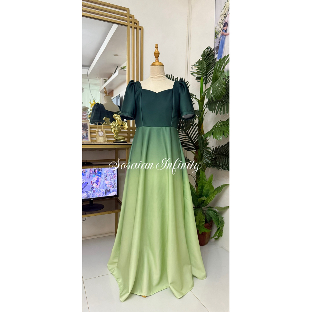 MODERN FILIPINIANA OMBRE DRESS | Shopee Philippines