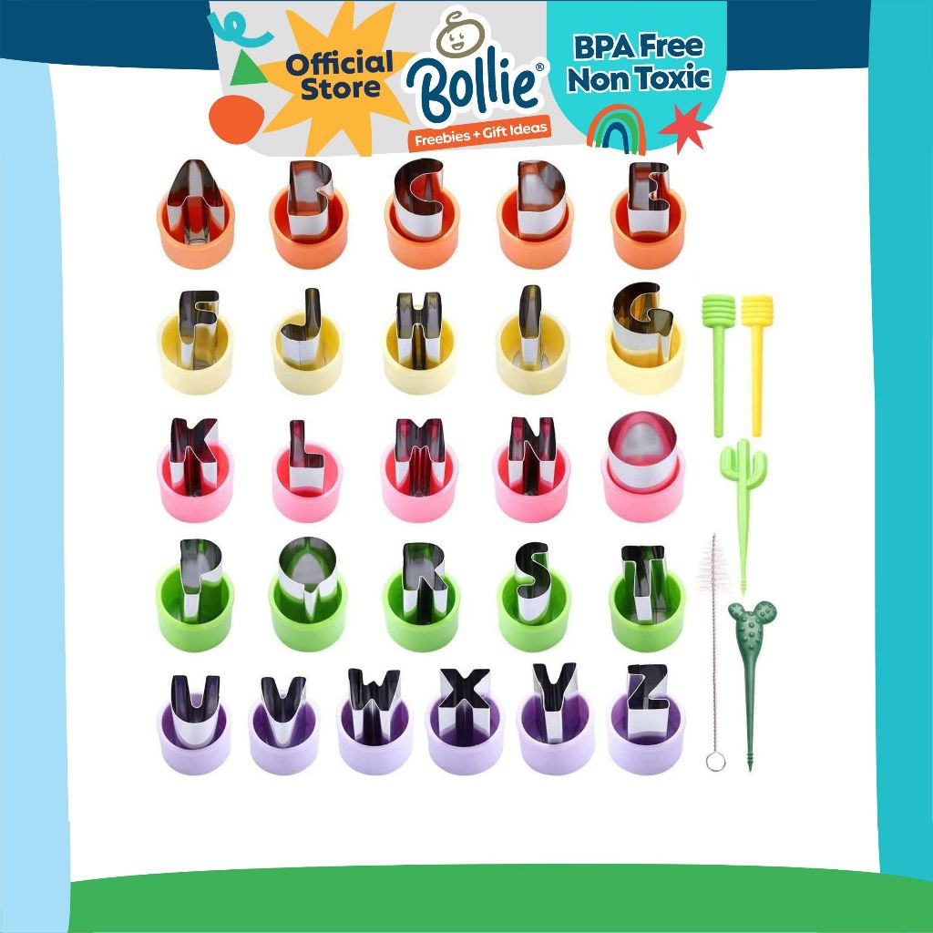 Bollie Baby Alphabet Cookie Fruit Vegetable Cutters Set (Letter Cutter ...