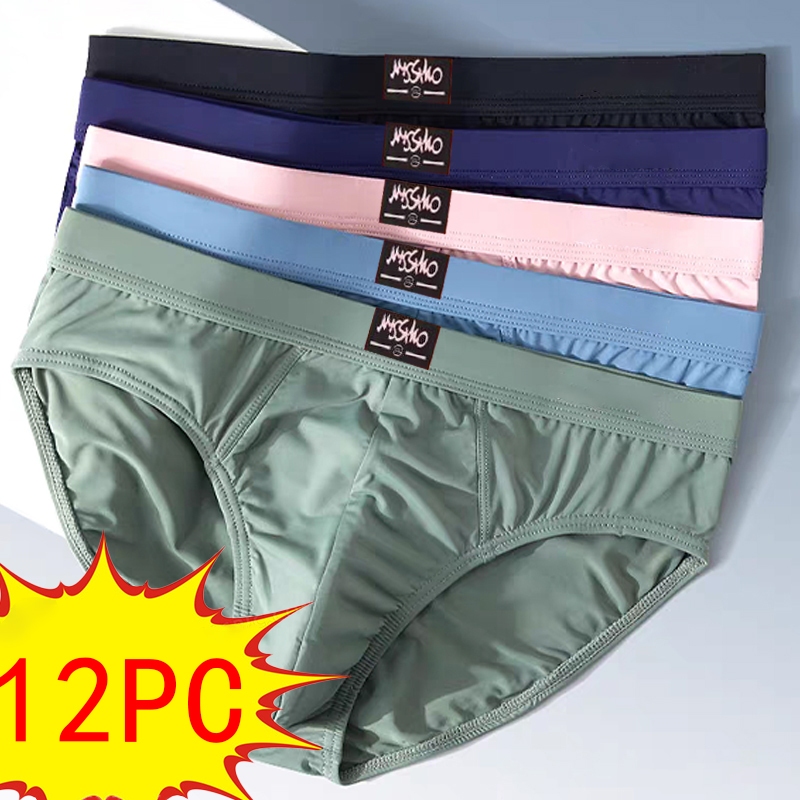 COD 6PCS/12PCSMen's Briefs High Quality Solid Color Cotton Briefs ...