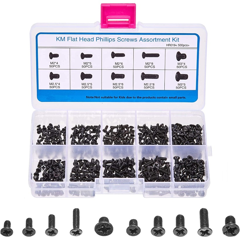 500pcs Laptop Computer Screws Kit M2 M2.5 M3 Cross Grooved Flat Head ...
