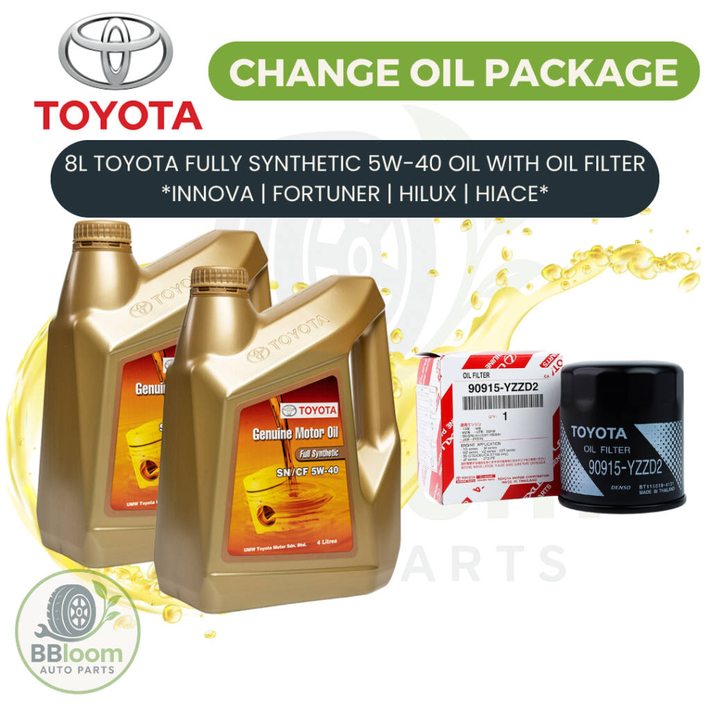 Toyota 5W-40 Fully Synthetic Engine Oil [8 Liters+Oil Filter] Change ...