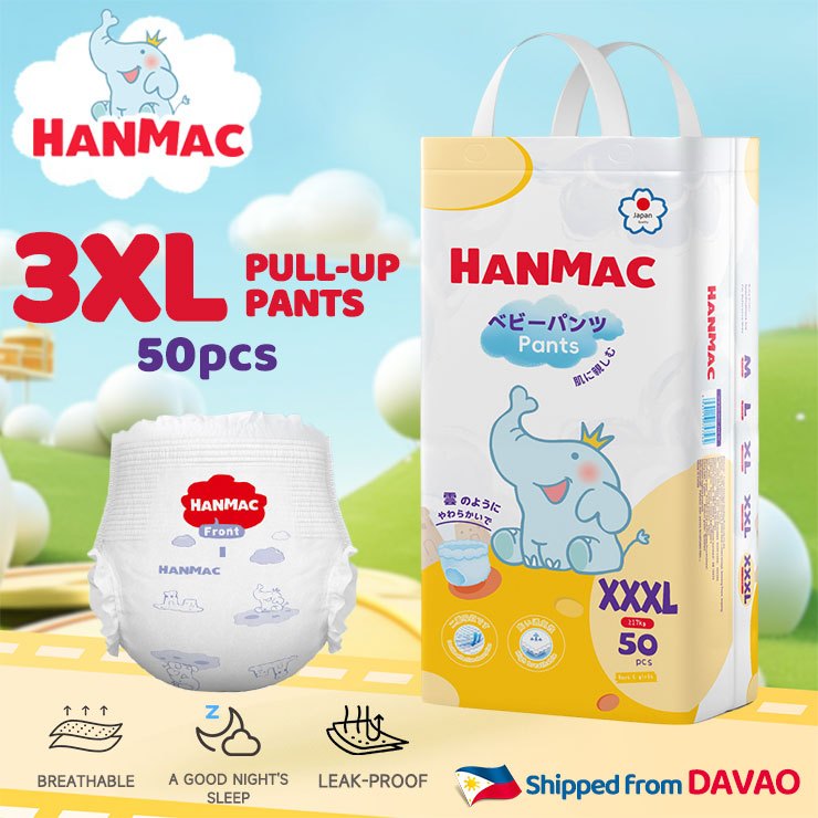 HANMAC 50pcs M-3XL Diaper Pants Super Absorbent Dry Comfort Fit ...