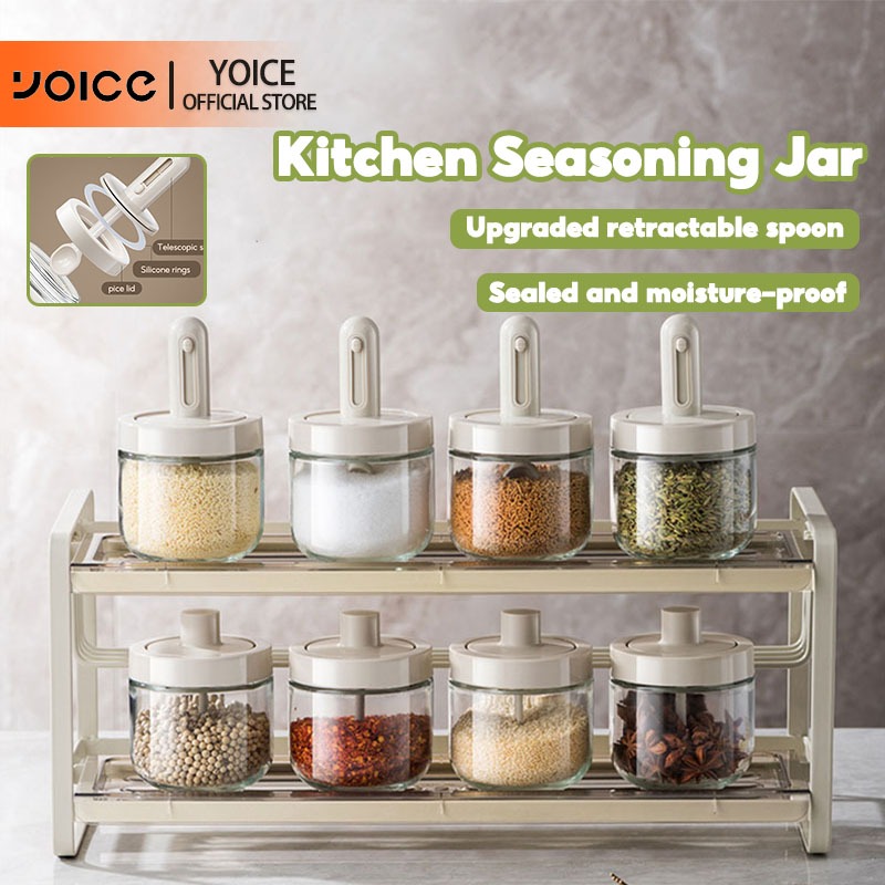 YOICE Kitchen Condiment Container Salt MSG Glass Spice Jar Seasoning