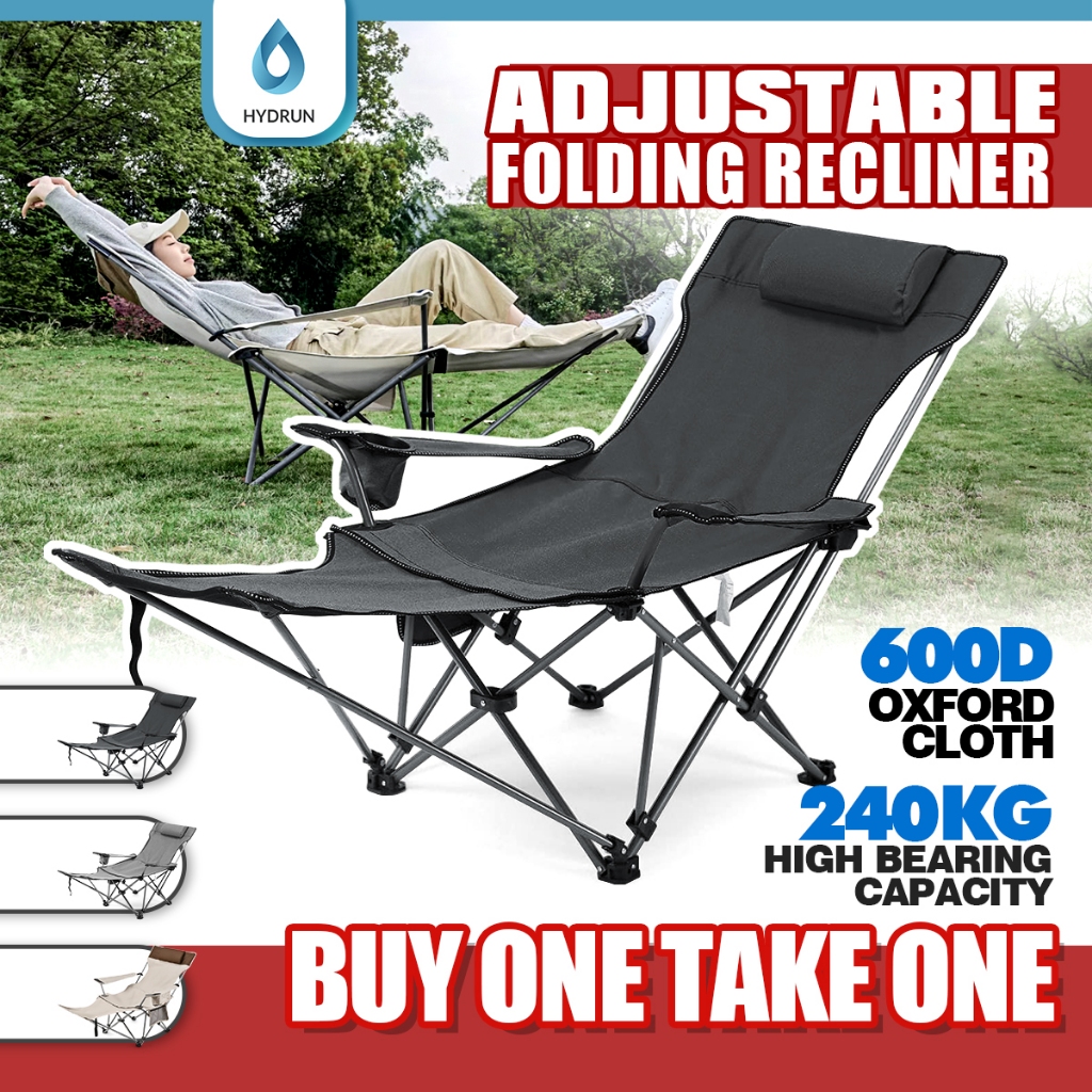 Steel Pipe Folding Reclining Camping Chair With Footrest Easy