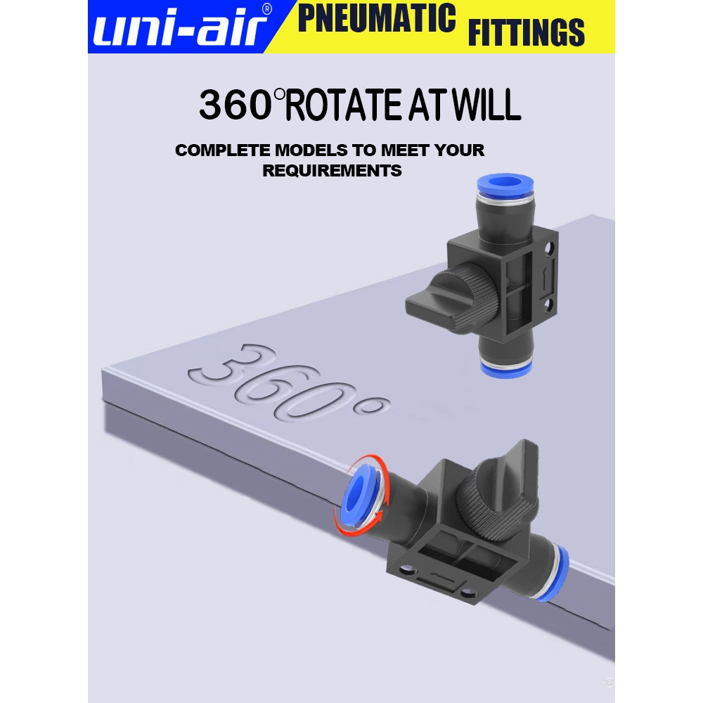 Uni-Air Pneumatic Union Ball Valve Hand Shut Off - Push In Connector ...