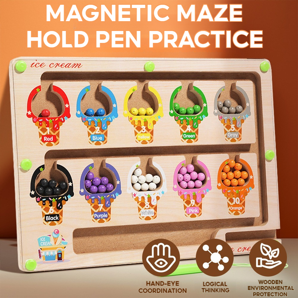 Color Classification Number Maze Game For Toddler Magnetic Board Beads ...