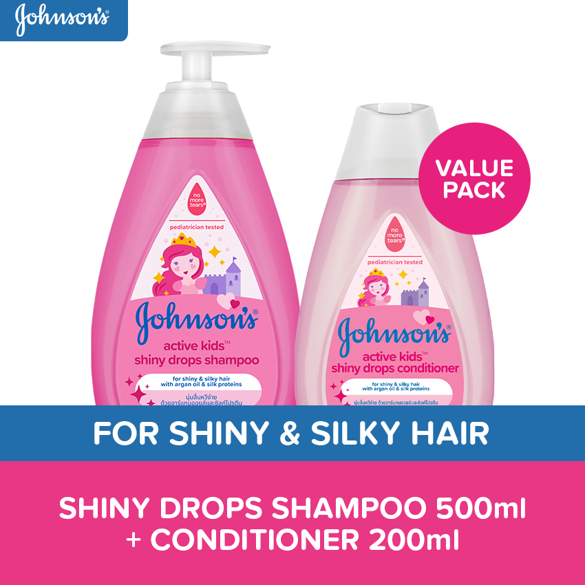 Johnson's Active Kids Shiny Drops Shampoo 500ml + Conditioner 200ml