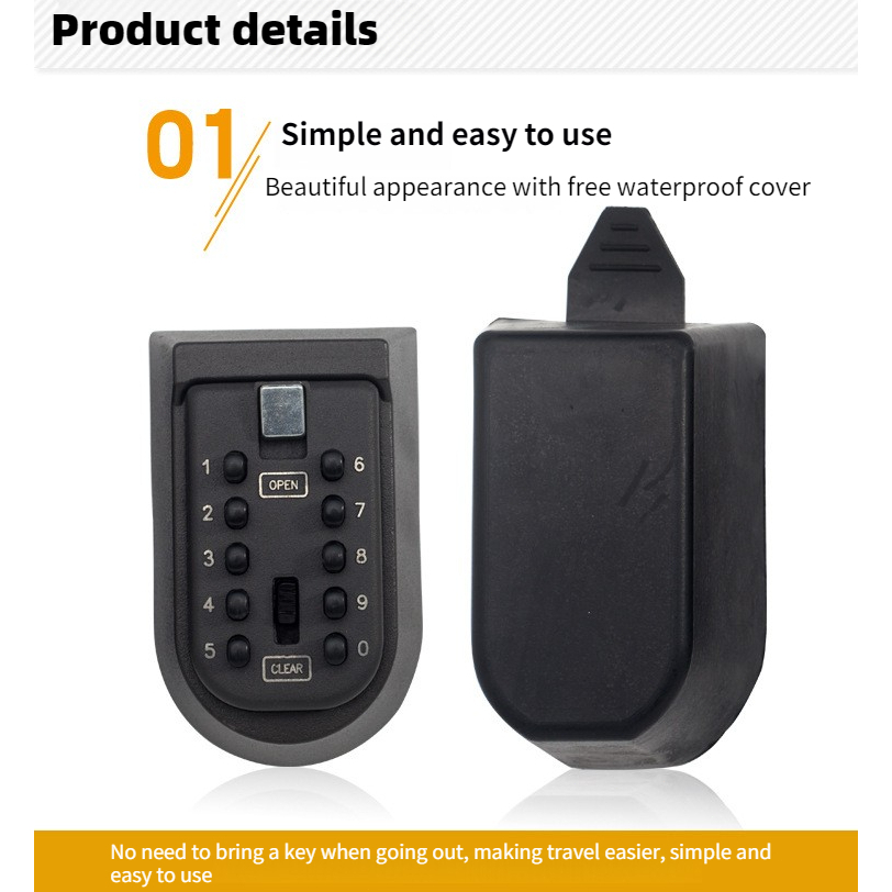 Combination Key Box Wall-Mounted Anti-Theft Combination Key Lock Box ...