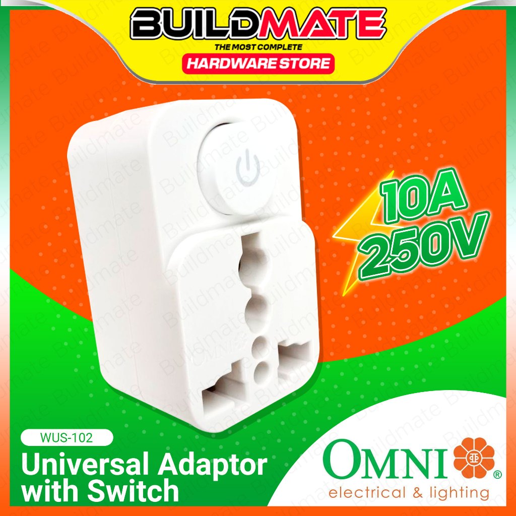 BUILDMATE Omni Universal Adapter Outlet Socket with Switch 10A 250V