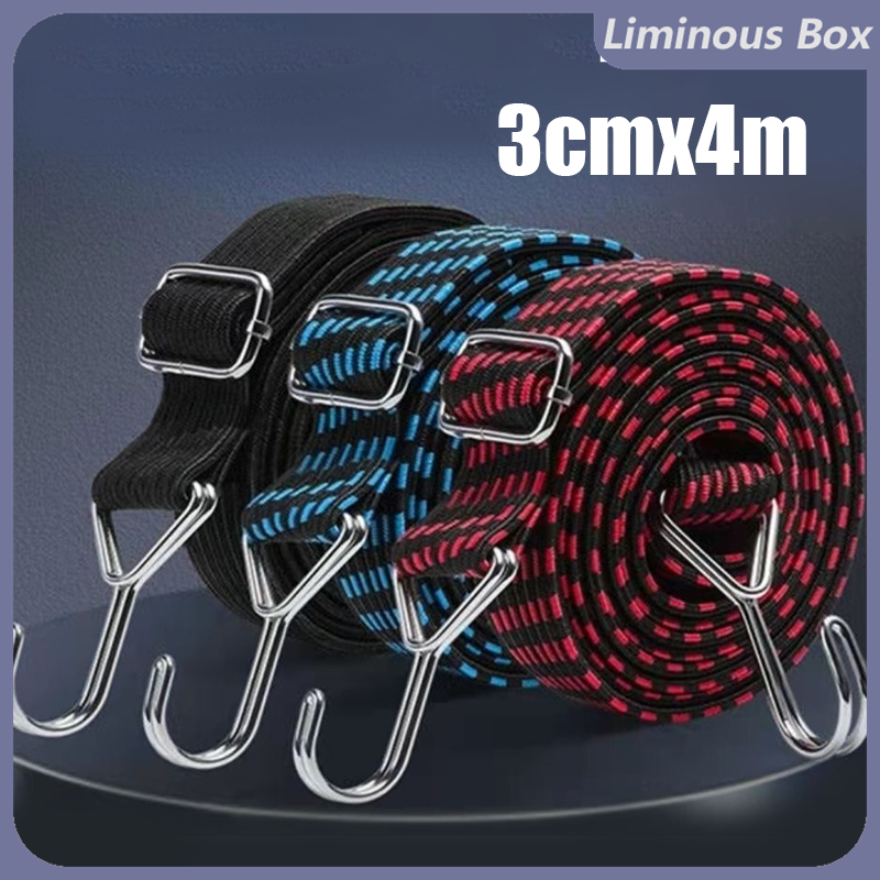 4m Motorcycle Luggage Binding Straps Adjustable Elastic Bike Baggage