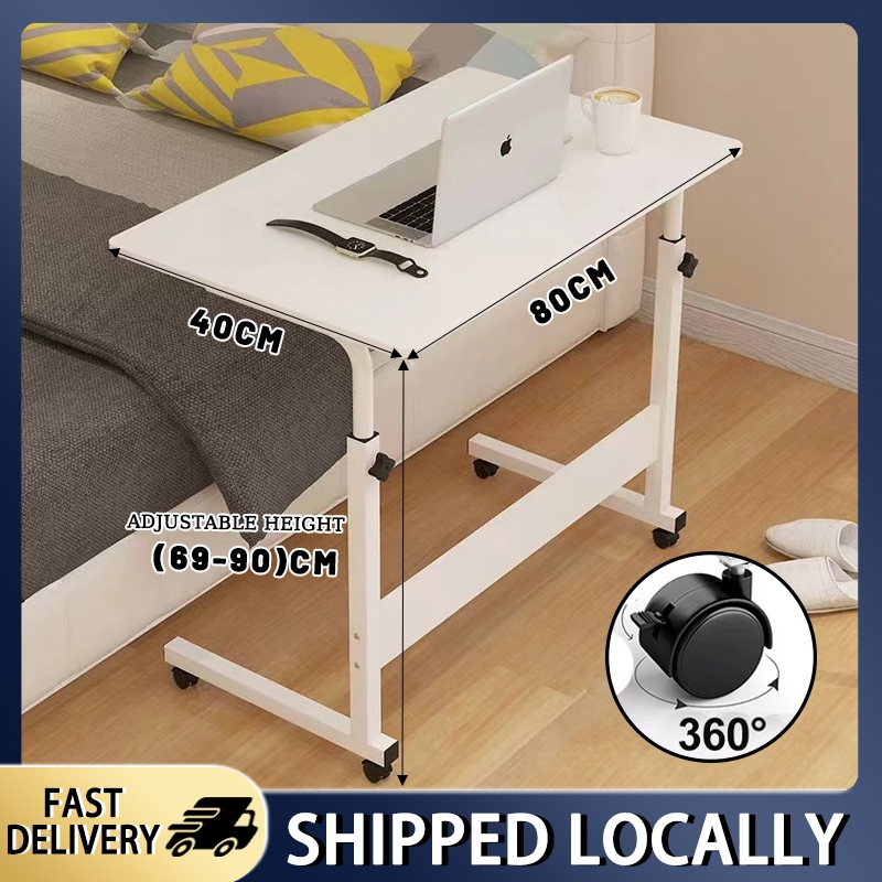 Adjustable Height Computer Table Bedside Table with Wheel Movable ...
