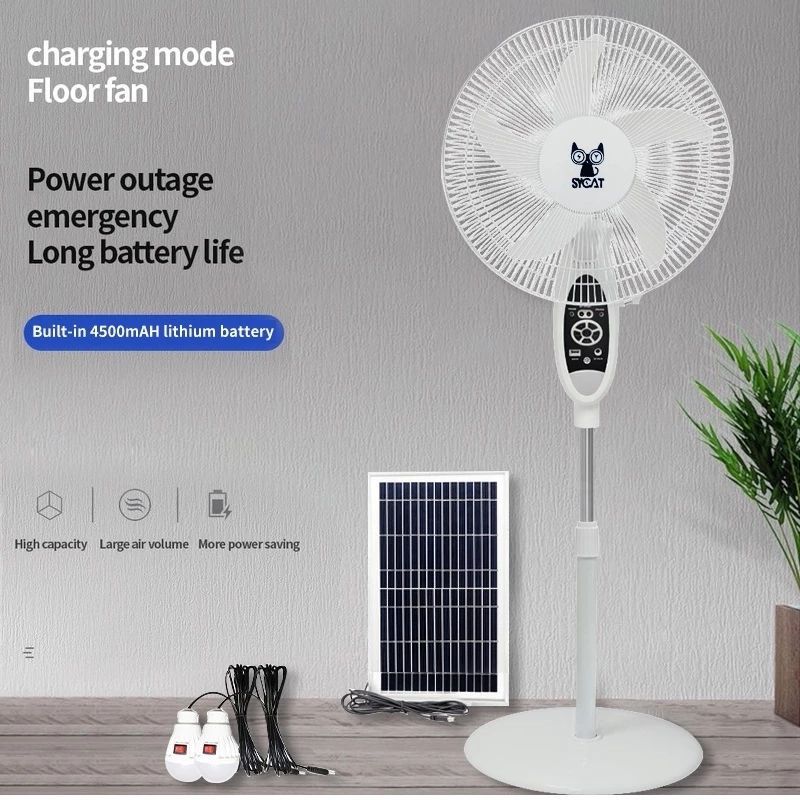 Solar Fan Stand Fan With Light 16 Inch Solar Fan With Panel Recharge ...