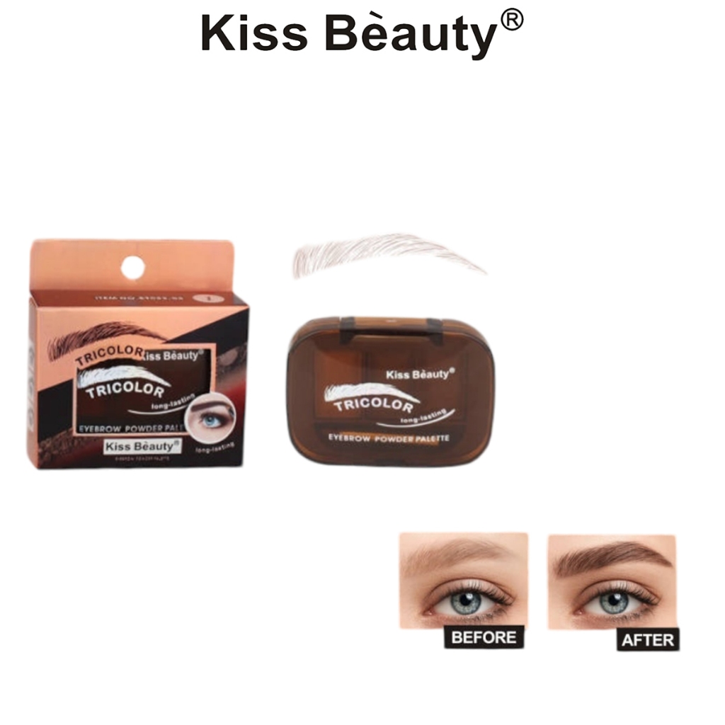 KISS BEAUTY 3 Colors Set Eyebrow Powder With Brush,Waterproof,Natural ...