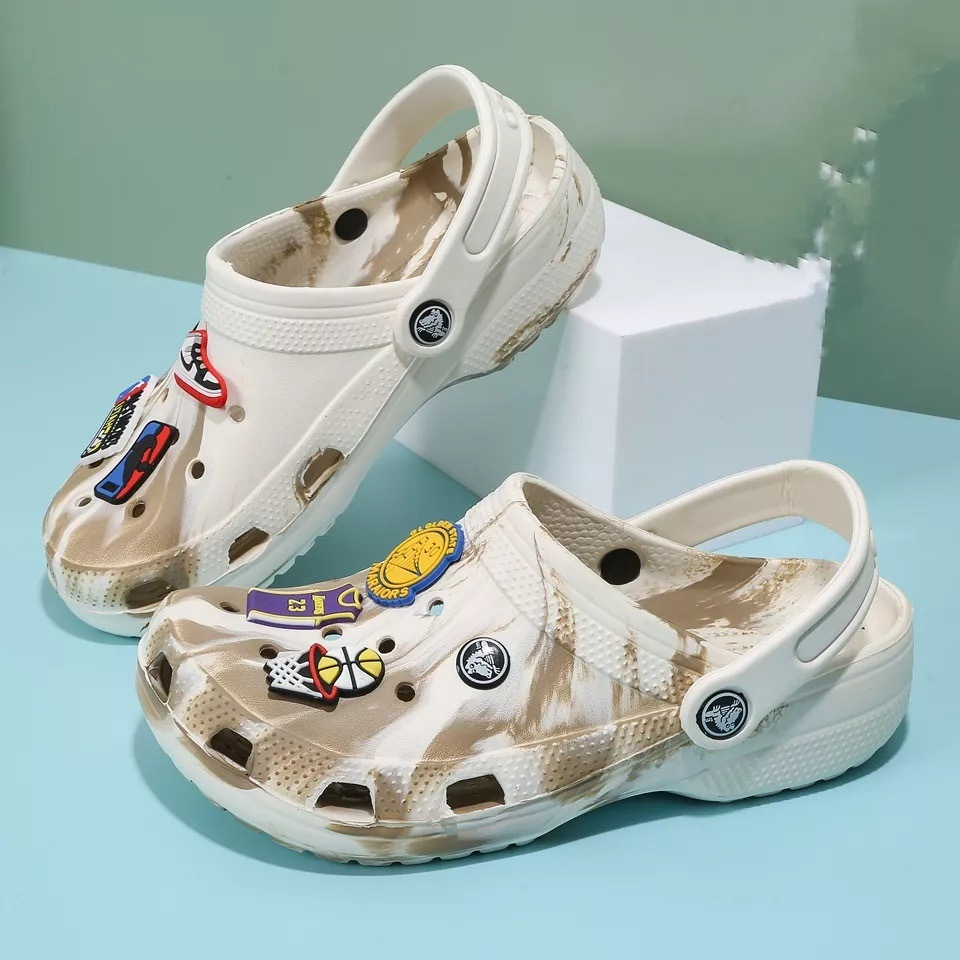 Tie dye Neutral Crocs slippers sandals summerbeach shoes wrapped toe ...