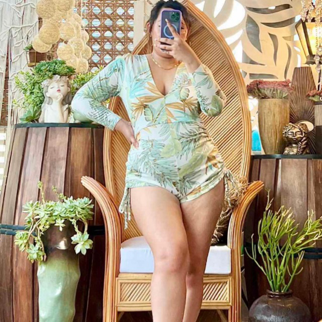 WOMENS BEACH CLASSIC LONG SLEEVE ONE PIECE SWIMWEAR PLUS SIZE BY