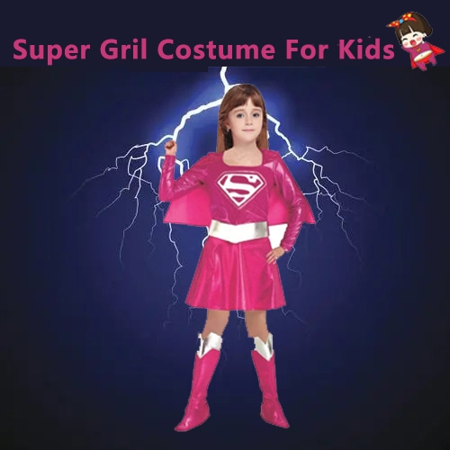 Kids Girl's Pink Supergirl Costume main image 1